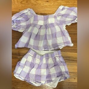 Baby Gap matching purple plaid short set, 2T